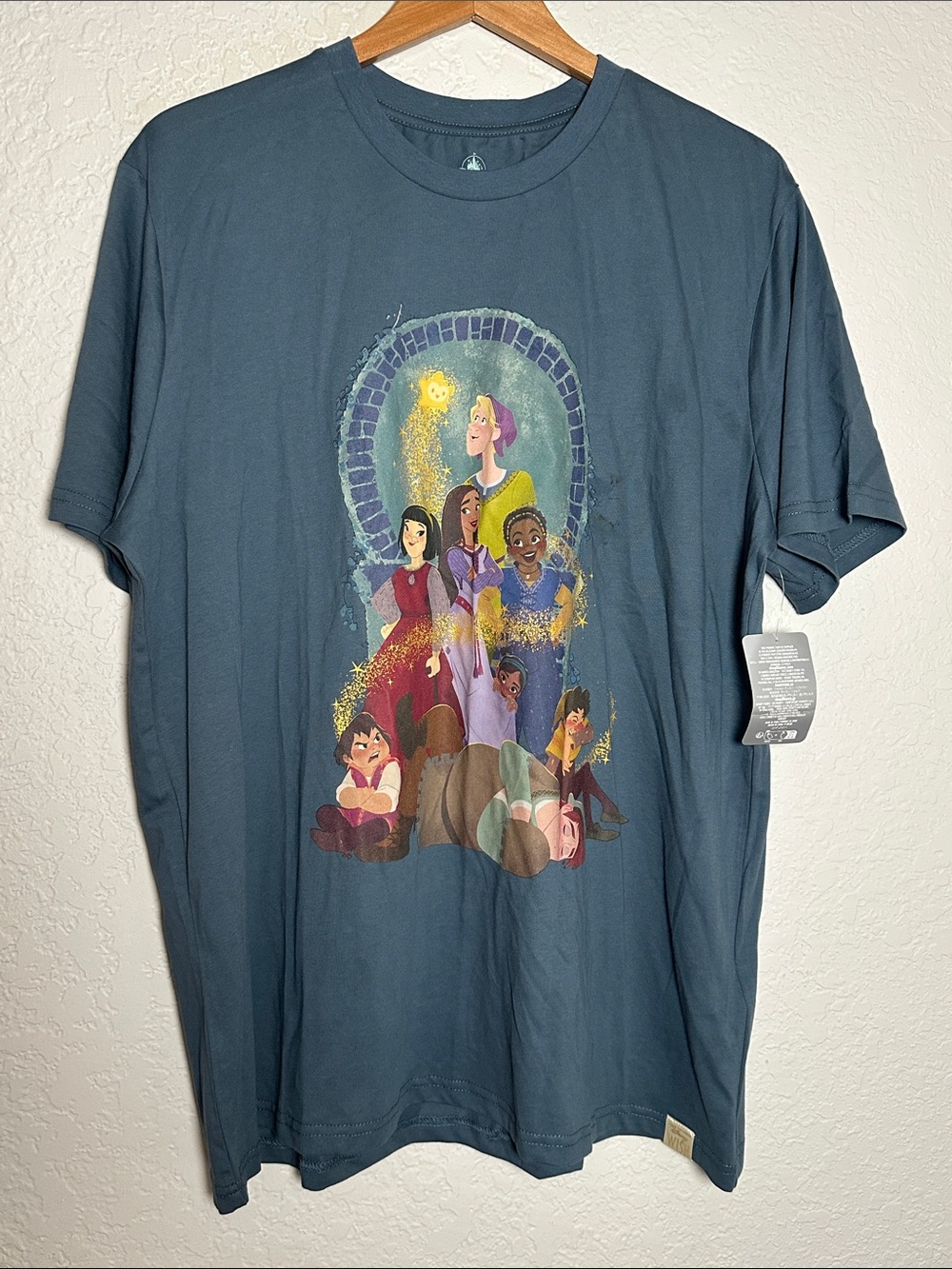 NEW Disney Wish Graphic Print Tee T-Shirt Characters Slate Blue Mens XL NWT